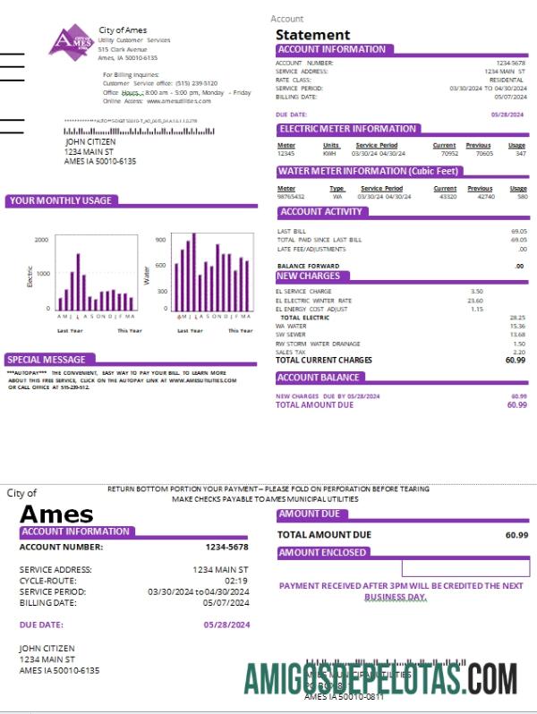 EUA Iowa City Of Ames Utility Bill Scr baixar para verificação